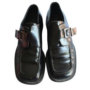 Vintage Y2K Todd Welsh ITALY Dress Shoe Black Leather Monk Strap Men 10.5 Square